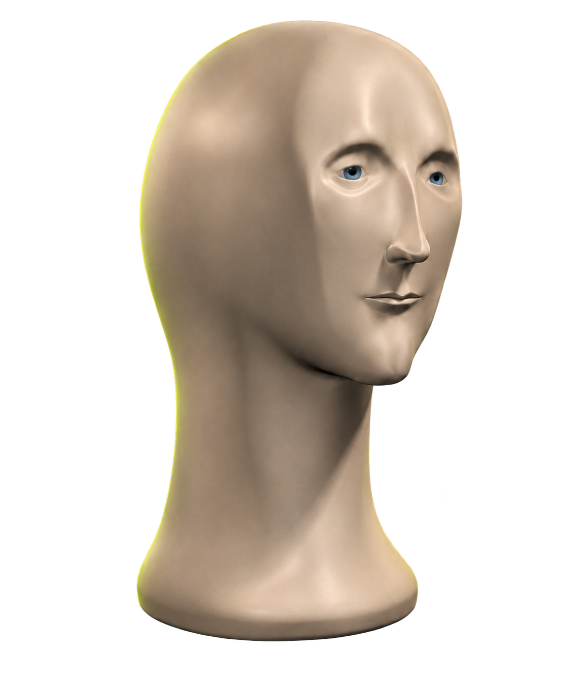 Primitive 3D Meme Man bust illuminated in BNB yellow / 被 BNB 黄色光线照亮的原始 3D Meme Man 半身像
