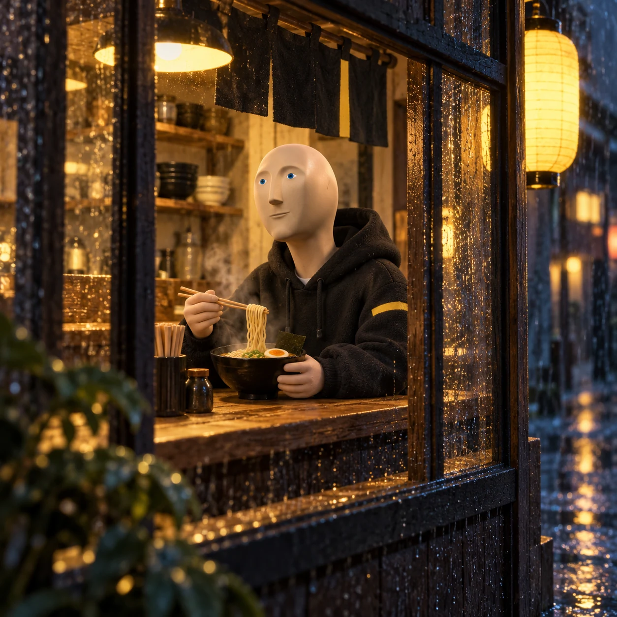 Meme Man meme: LIFE: RAINY RAMEN / Meme Man 梗图:生活:雨夜拉面