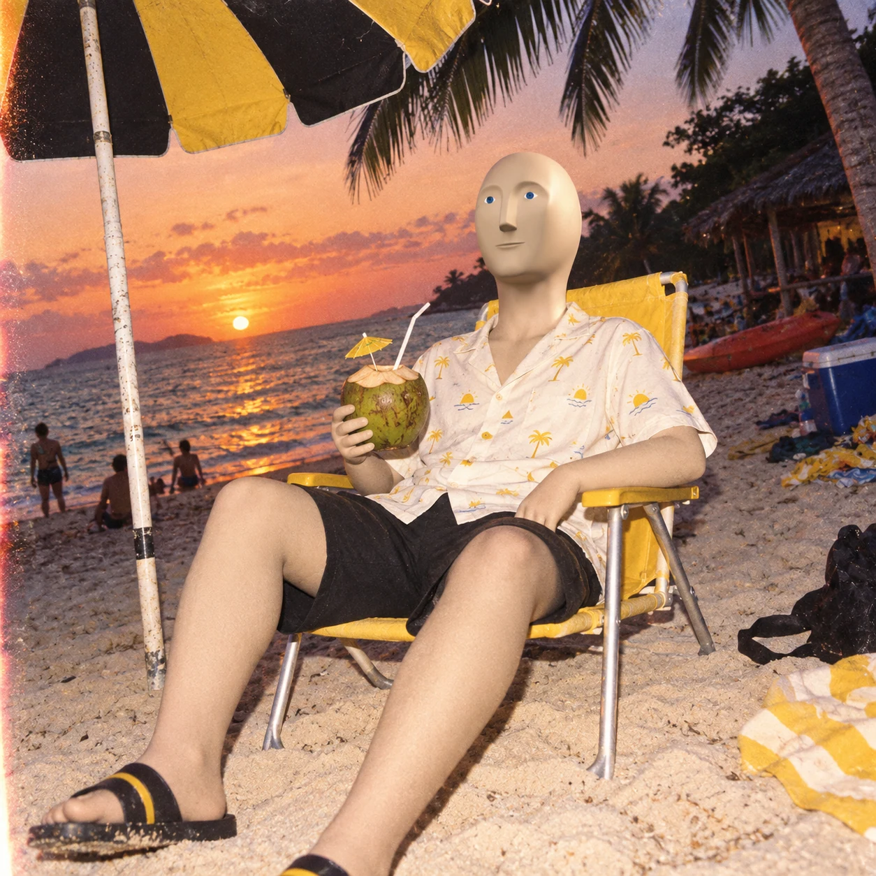 Meme Man meme: LIFE: BEACH VACATION / Meme Man 梗图:生活:海滩度假